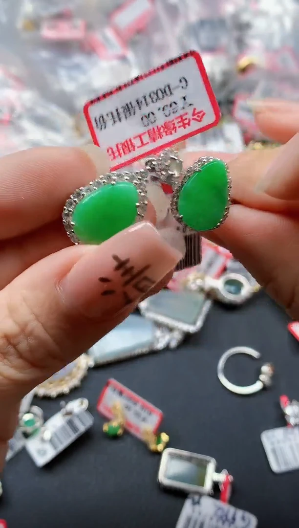 银S925镶嵌戒指翡翠天然A货缅甸翡翠