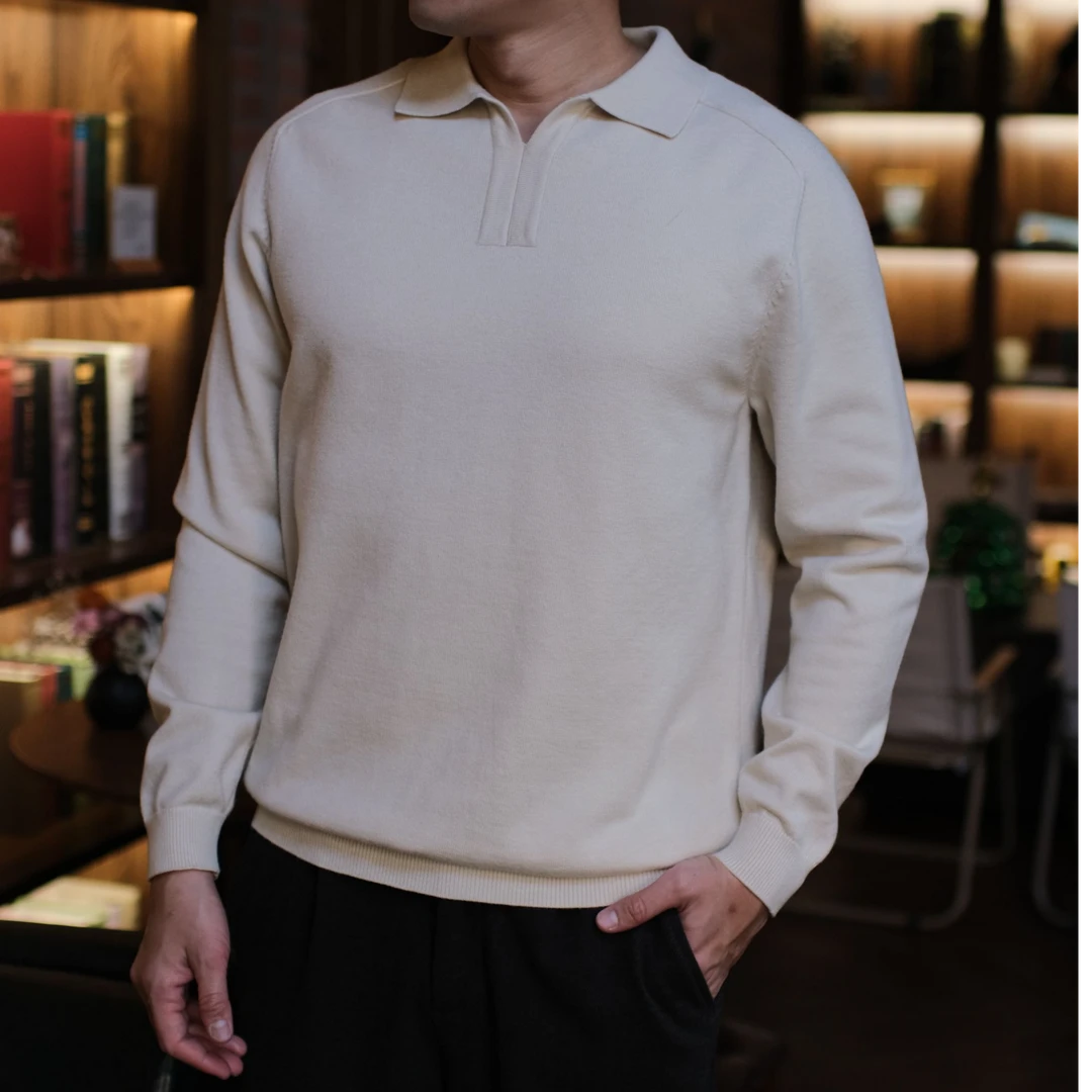 商务休闲毛衣男版百搭插肩POLO老钱风韩长袖针织衫上衣打底衫