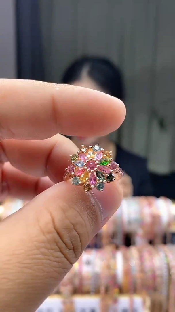【闪购商品】碧玺戒指银S925镶嵌345354354354