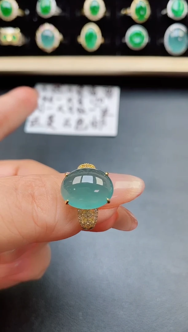 翡翠戒指银S925镶嵌321312