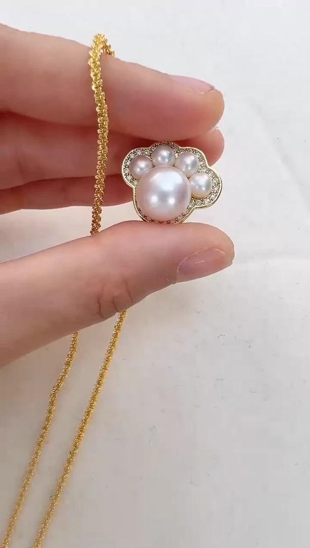 【闪购商品】淡水珍珠颈饰合金金色猫爪子