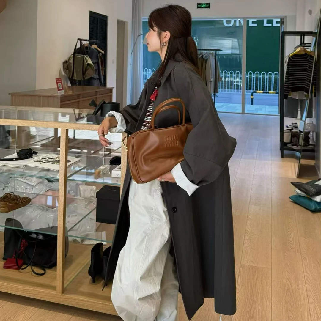 【NO退NO换】韩国丨气质休闲百搭炭灰色长款风衣