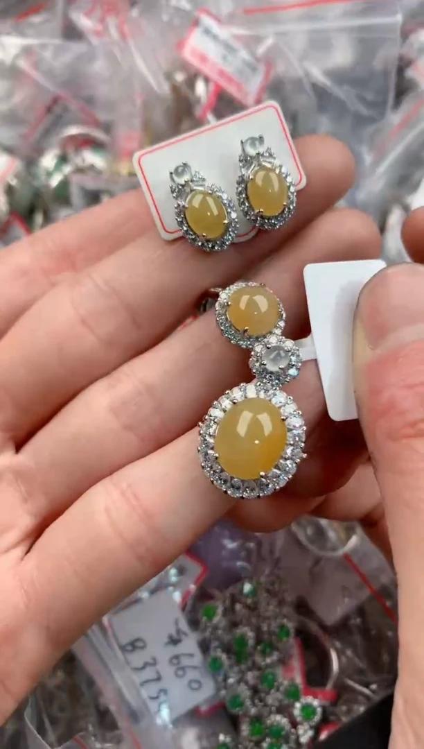 银S925镶嵌戒指翡翠999    5