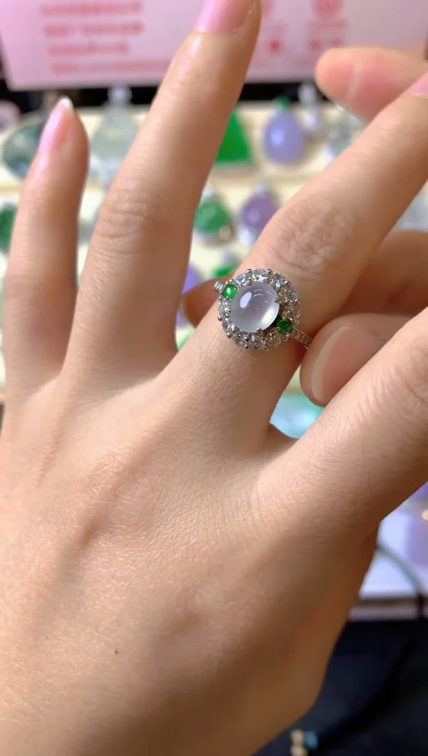 银S925镶嵌戒指翡翠w*戒指