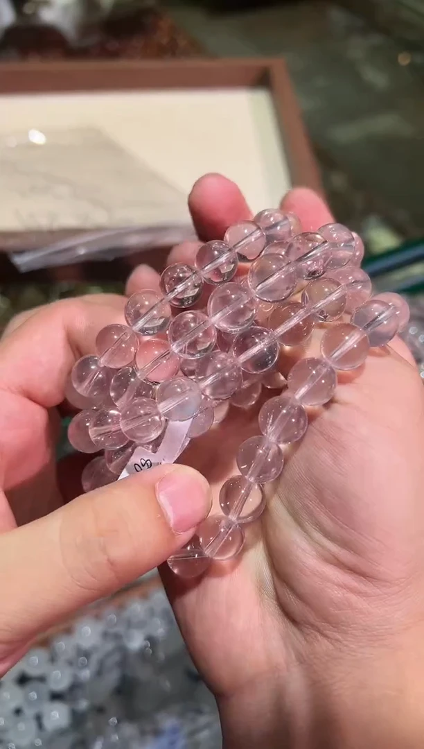 水晶手链未镶嵌11mm+冰橘粉（多样性发一）