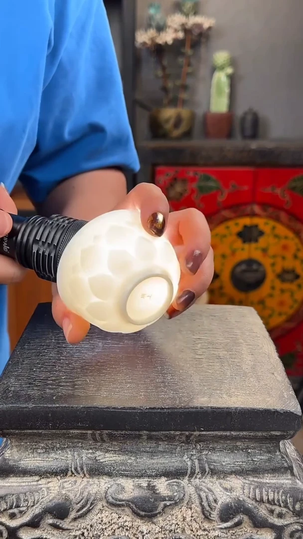 摆件陶瓷手工莲花杯玉白泥