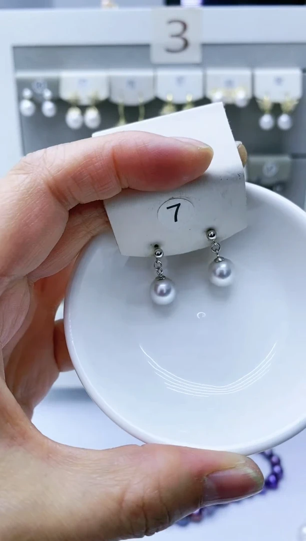 【闪购商品】淡水珍珠耳饰银S925镶嵌7