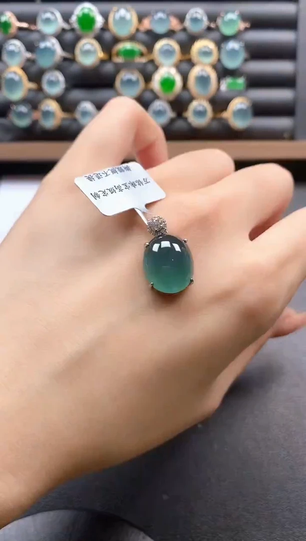 银S925镶嵌戒指翡翠000