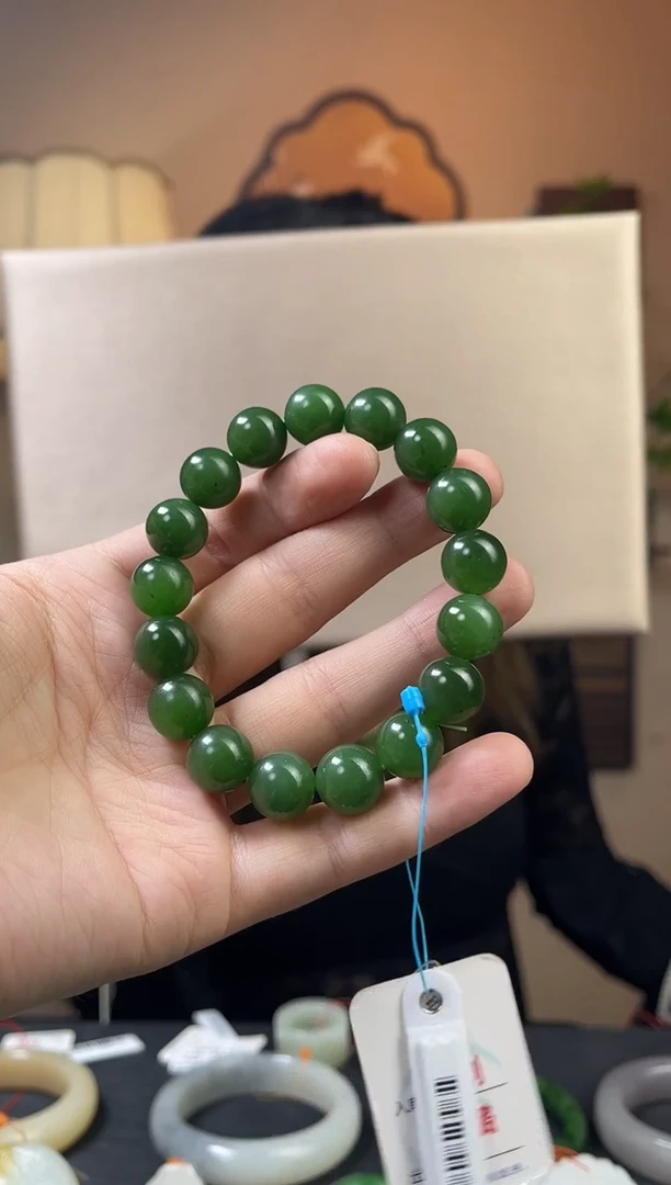 未镶嵌手串和田玉卡12俄罗斯碧玉 圆珠9011420