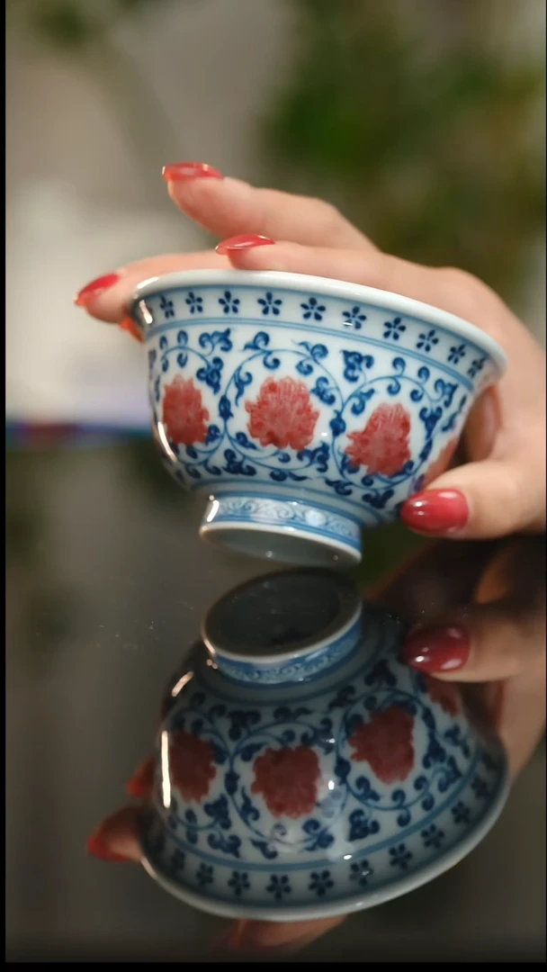 杯子陶柴窑釉里红压手100cc