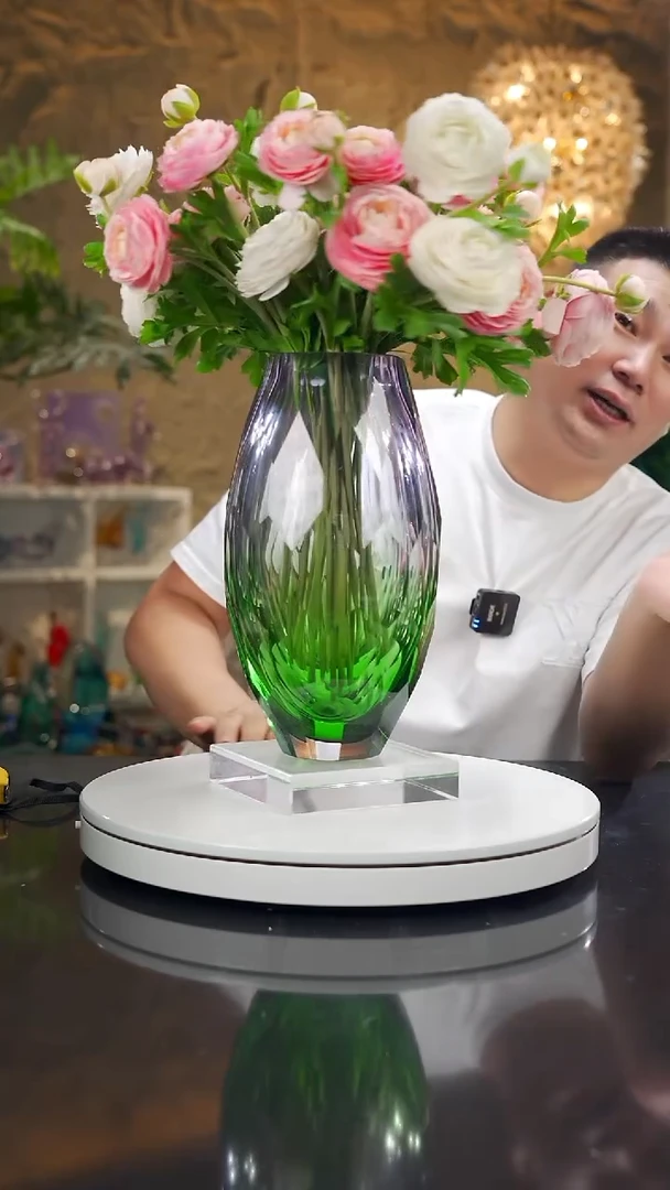 手工艺品琉璃福利浅紫绿切面花瓶