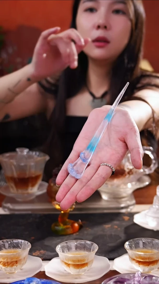手工艺品琉璃蓝色海浪茶拨