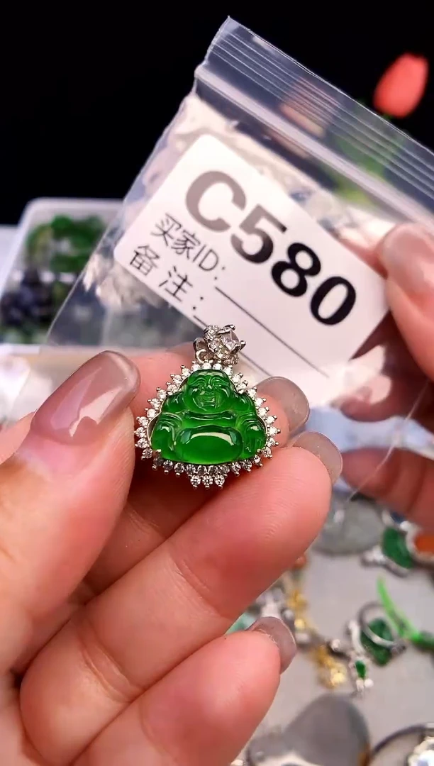 吊坠(不含链)银S925镶嵌翡翠1