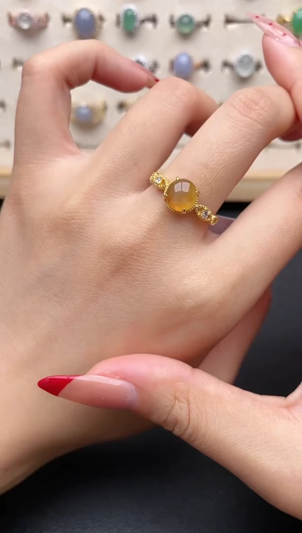 【闪购商品】翡翠戒指银S925镶嵌一物一证一礼盒