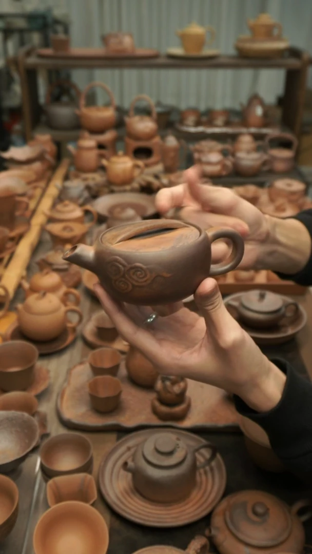 原矿老岩泥精工  祥云汉瓦壶150ml