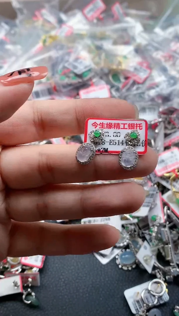 银S925镶嵌戒指翡翠天然A货缅甸翡翠