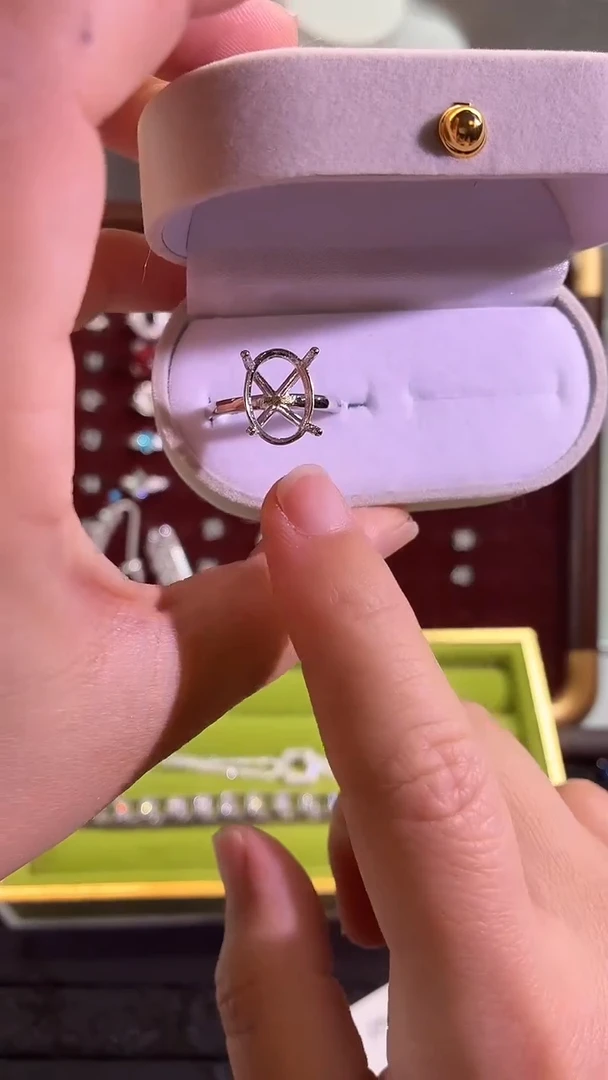 锆石铜合金26号 10*14蛋形【冰花】戒托