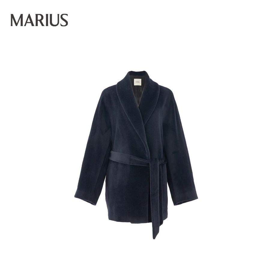 MARIUS”浴袍大衣“宽松大翻领微茧型浴袍式大衣