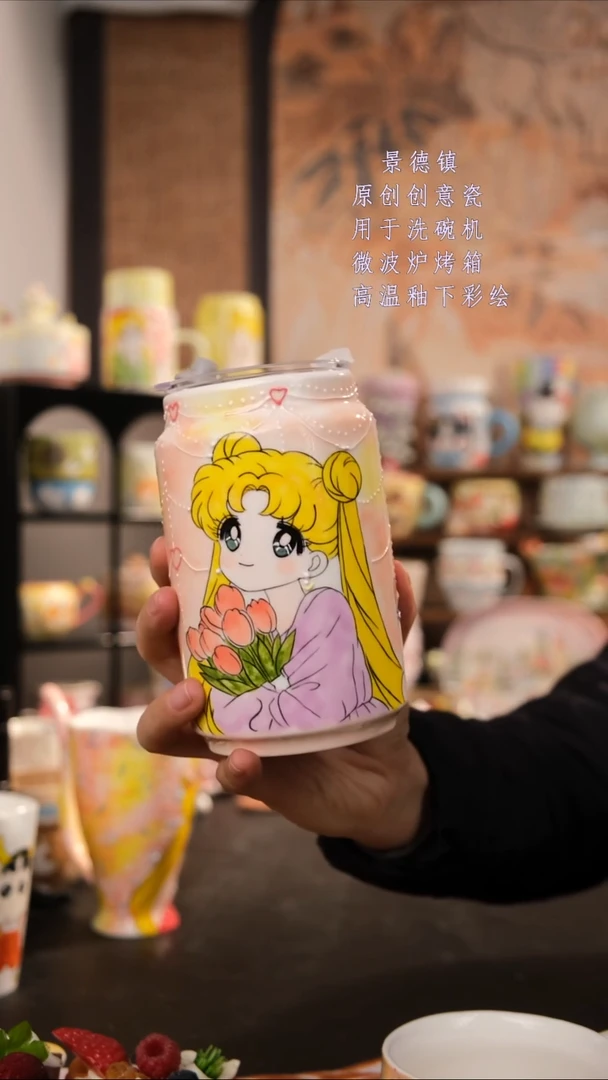 摆件陶左*丫旺的可以陶瓷手工手绘创意设计款陶瓷