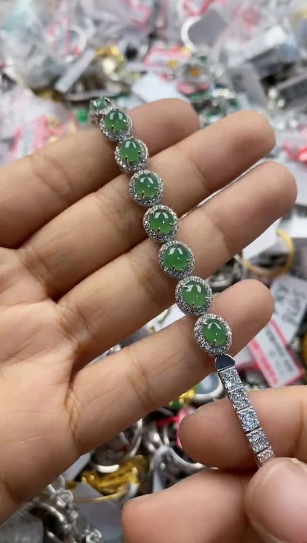 银S925镶嵌戒指翡翠555                   9