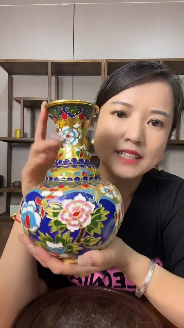 陶瓷景德镇陶瓷紫砂茶周边景泰蓝珐琅菜花瓶99