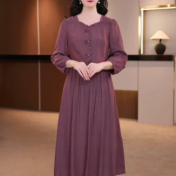 2025秋季新款大码女装连衣裙遮肉显瘦加肥加大收腰 【D1】 FY-016