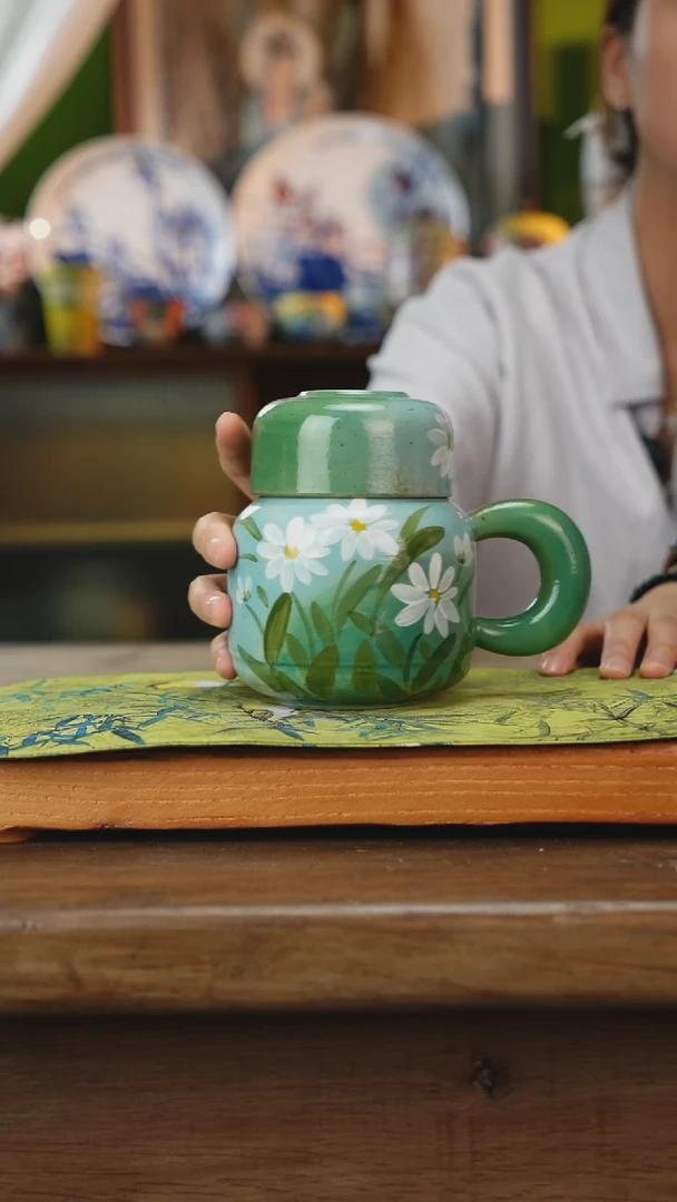摆件景德镇釉下手绘陶瓷茶具，咖啡杯
