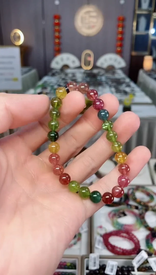 未镶嵌收藏级老矿碧玺单圈手串7mm+碧玺xion多样性发一条