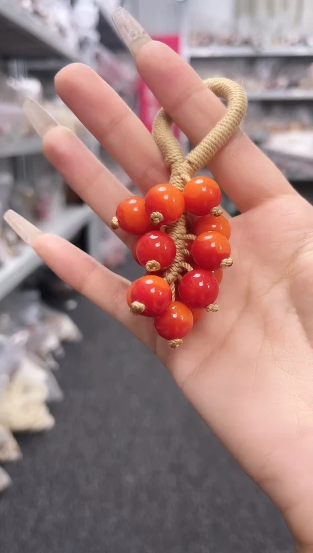 把件菩提根/象牙果【红果果12mm】菩提根橙红圆珠挂件@@CP024-2098