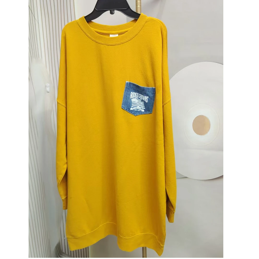 A862    女士卫衣长款休闲百搭宽松圆领春季