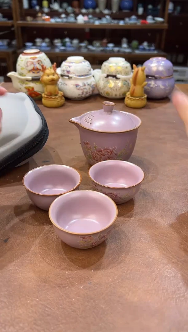 真的很便宜超好看会开片的旅行茶具