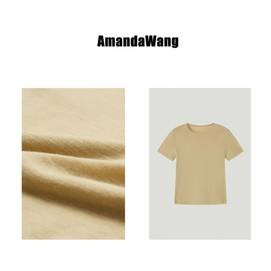 AmandaWang【T恤】B405-V24-667混纺打底T恤