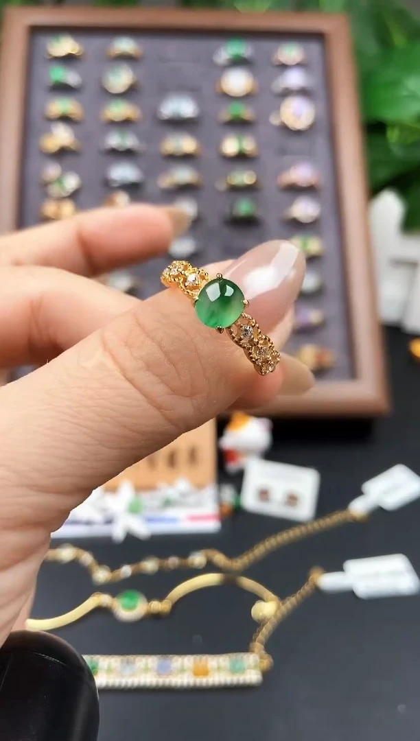 银S925镶嵌戒指翡翠12