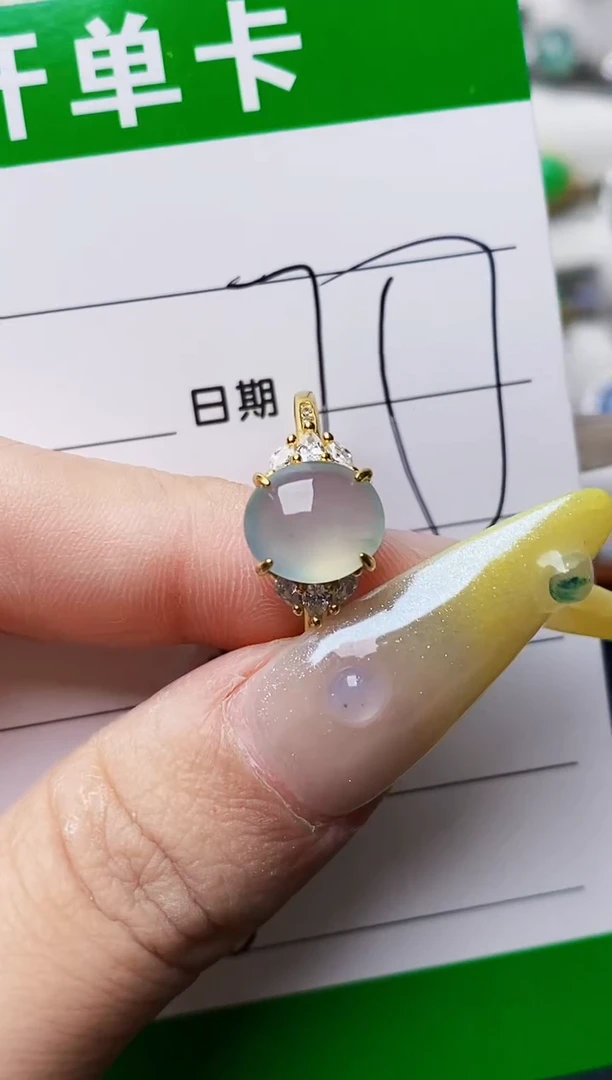 银S925镶嵌戒指翡翠9285