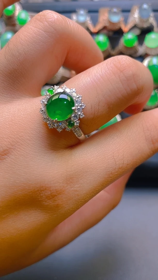 【闪购商品】翡翠耳饰银S925镶嵌天然A货翡翠1