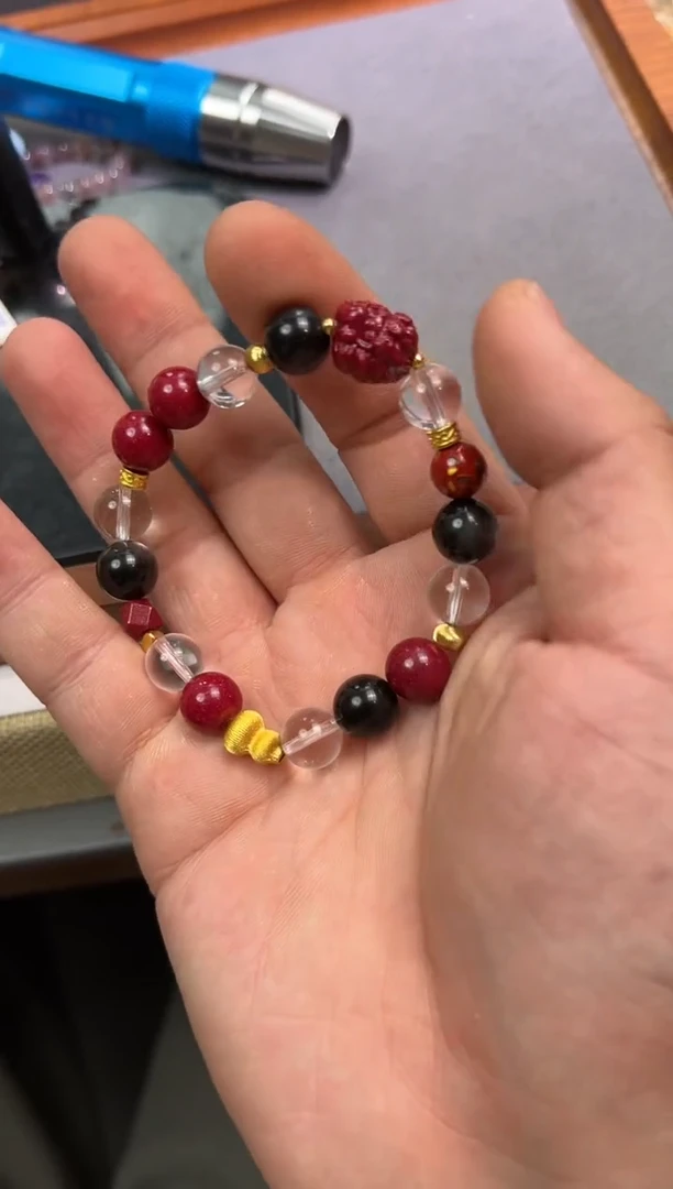 【闪购商品】水晶手串未镶嵌水晶朱砂多宝手串（多样性发其一）