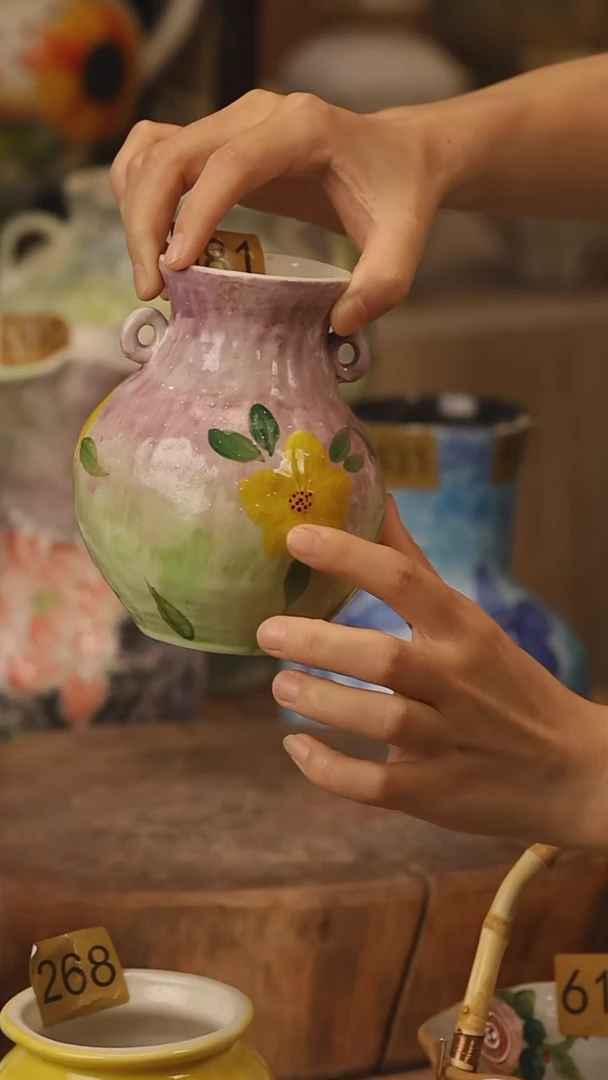陶瓷081景德镇设计师手作花器摆件侘寂风