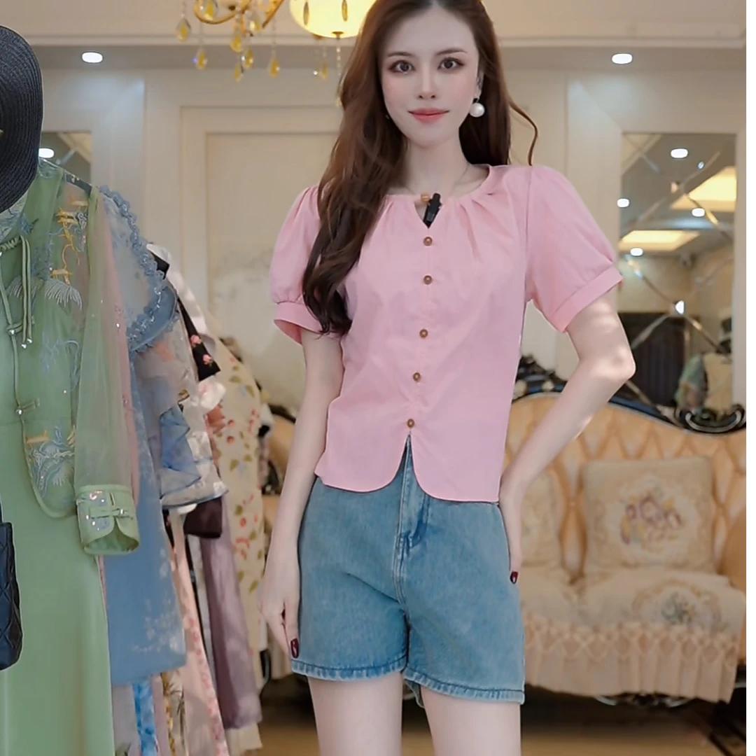 2025时尚衬衫百搭宽松显瘦质8感设计感休闲褶皱洋气简约小众974