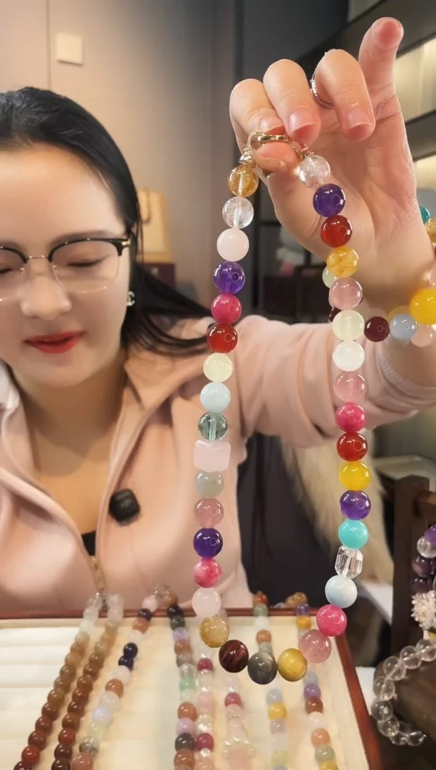 项链未镶嵌水晶粉水方糖多宝项链