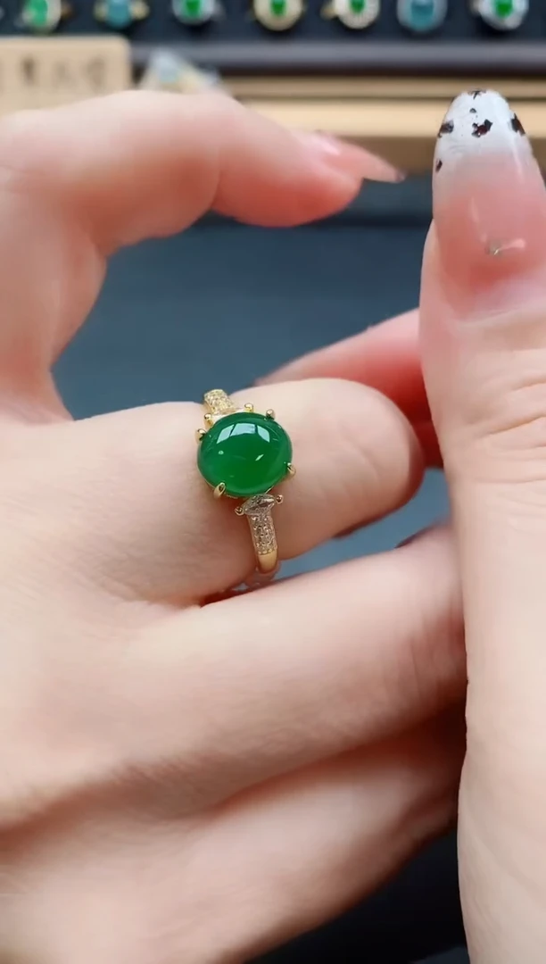 银S925镶嵌戒指翡翠1