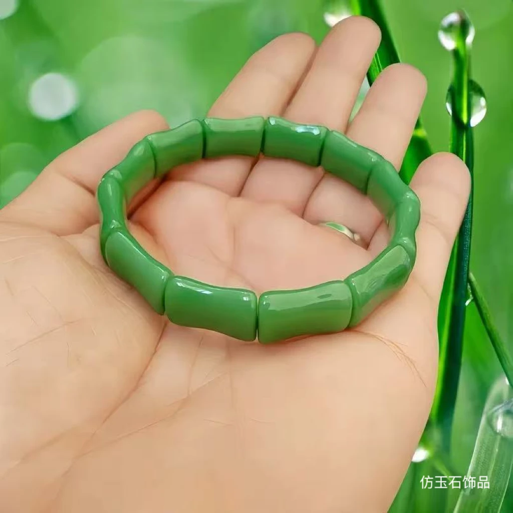 【香港ZHOUFU】高端轻奢款饰品男女竹节绿色手链