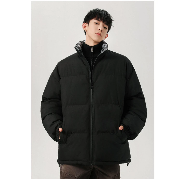 fitcheck格子拼接棉服男冬季复古设计感无帽棉衣美式情侣棉袄外套