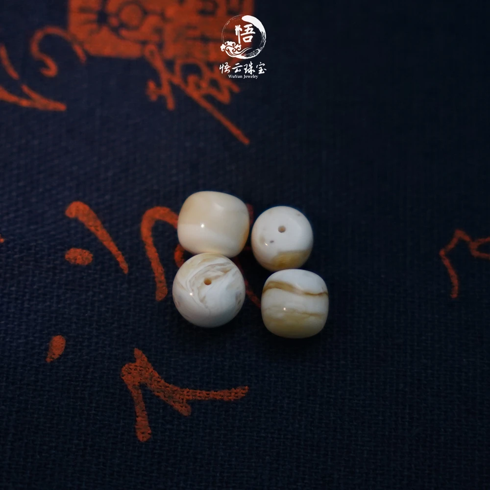 【悟云珠宝】漆白老型天然瑕蜜蜡单株10-11+MM（多样性发货发其一）