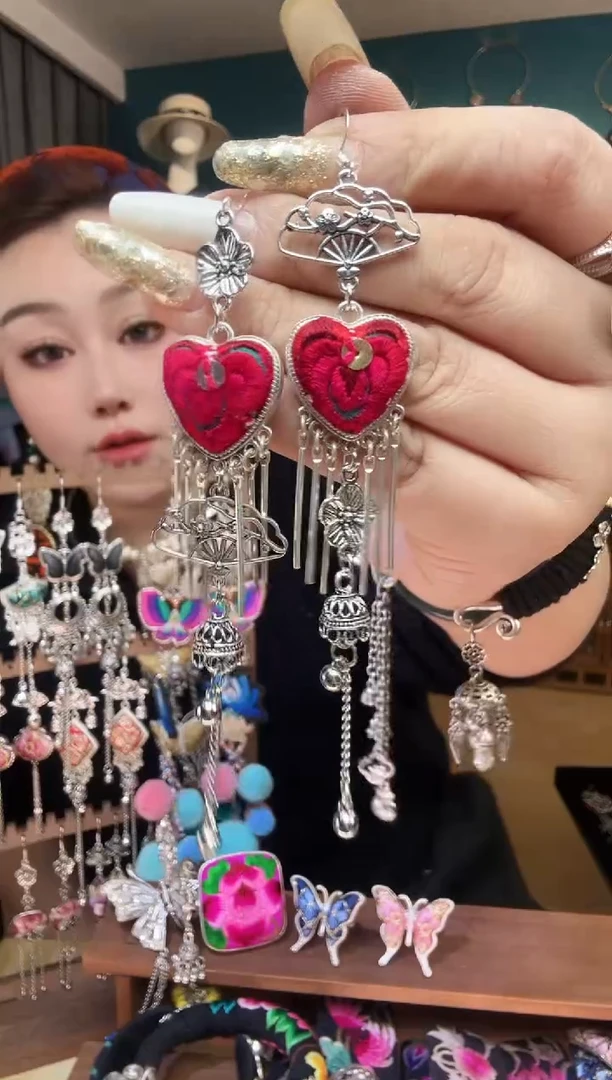 刺绣纯手工民族风刺绣耳环