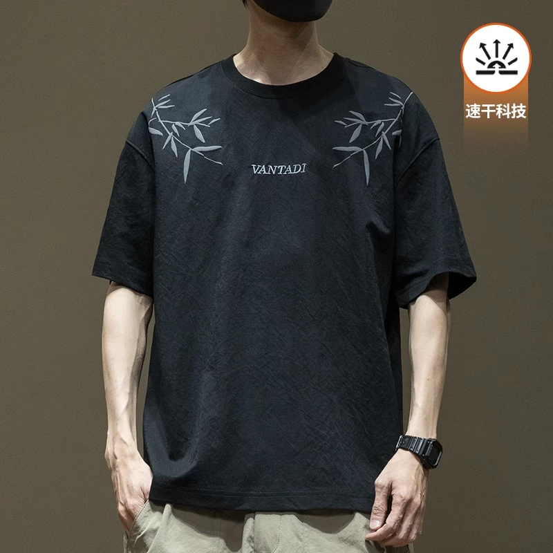 MR.MUDI/穆迪先生亚麻透气凉感 短袖T恤男士2025夏季棉麻国风宽松