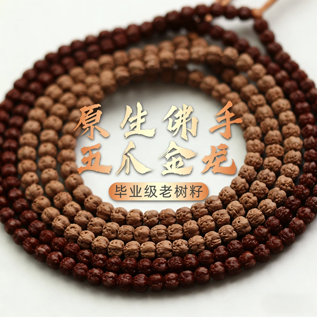 【2025新籽SSS级】原桩五爪金龙矮桩佛手小金刚菩提子108文玩手串