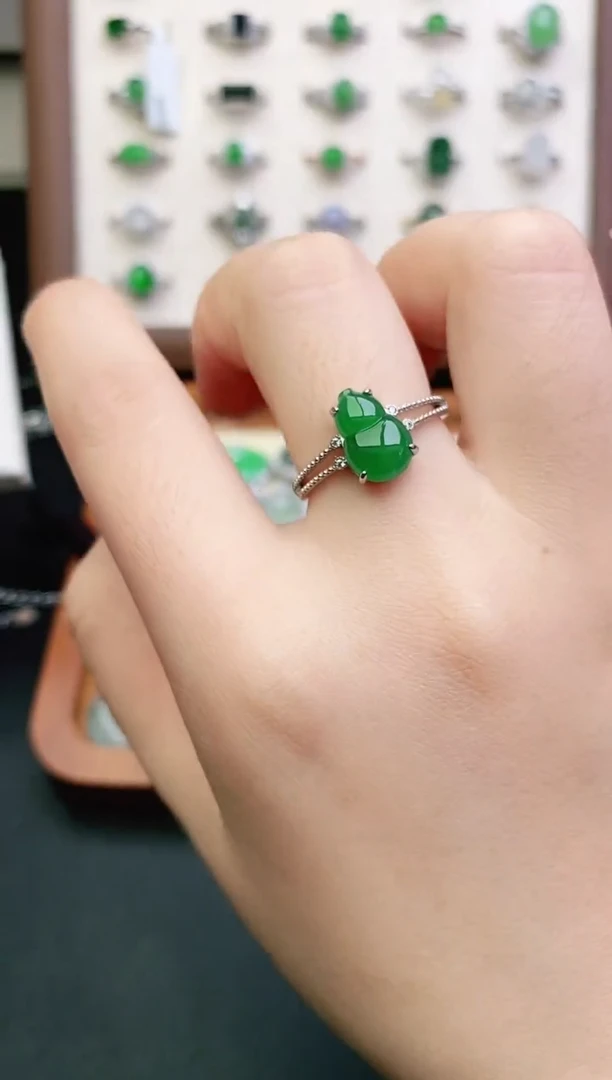 银S925镶嵌戒指翡翠0