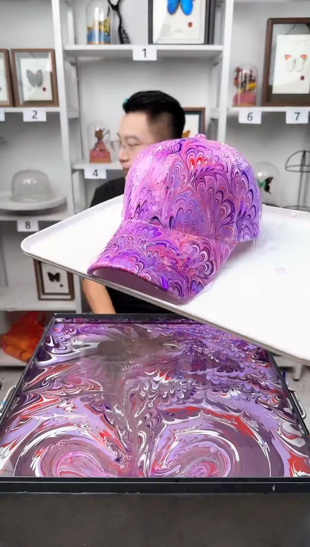 纯棉成人款凤尾纹水拓帽