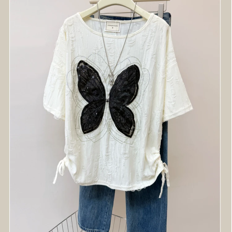 【雪雪】时尚潮流宽松百搭休闲韩版磨毛T恤套装