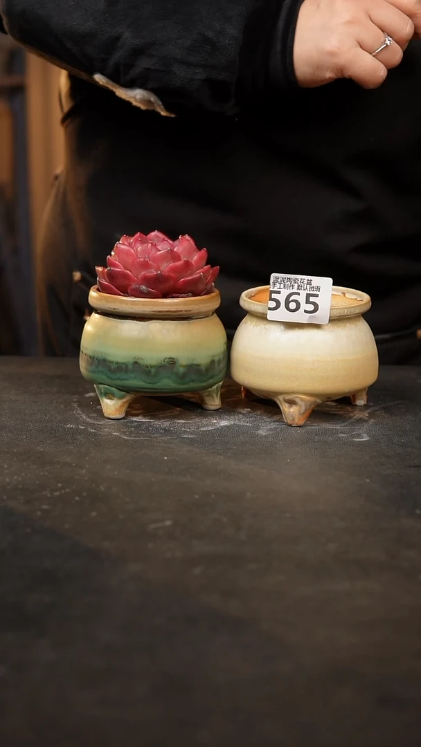 【闪购商品】瓷片565泥泥手工花盆口7-8高7-8